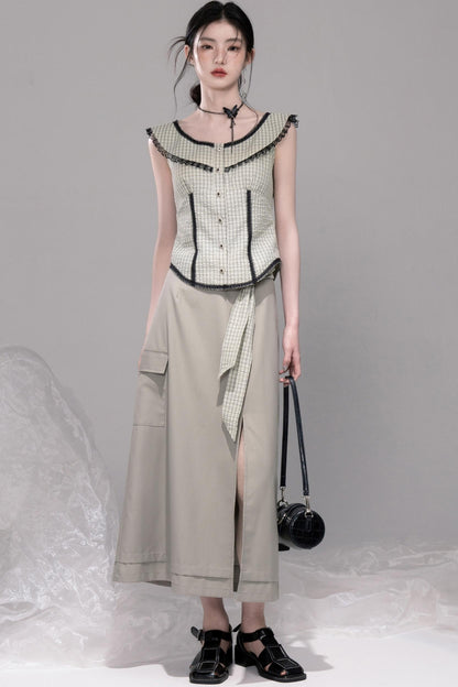 City Light Grey Slit Skirt