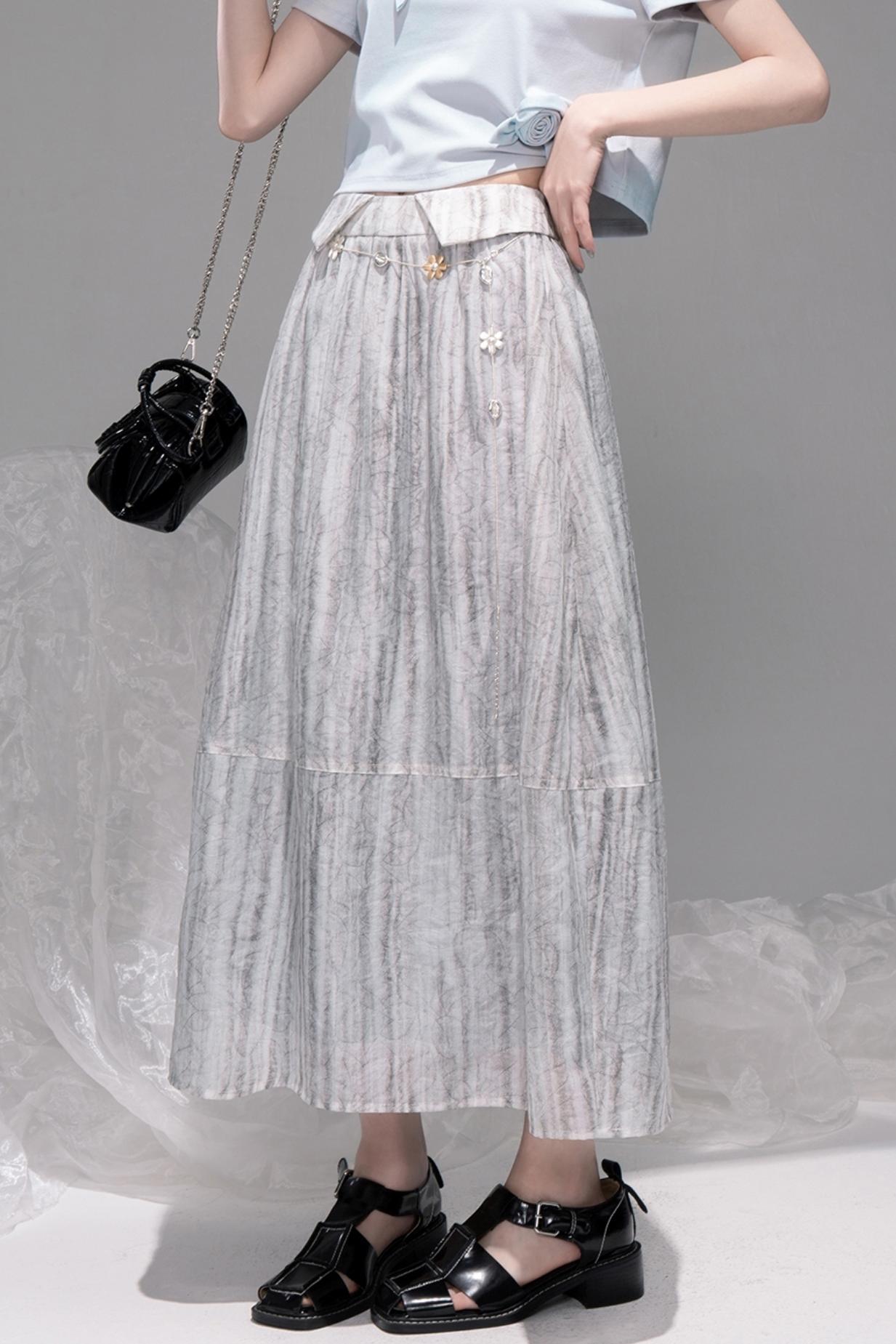 Smudge Art Sheer Print Skirt