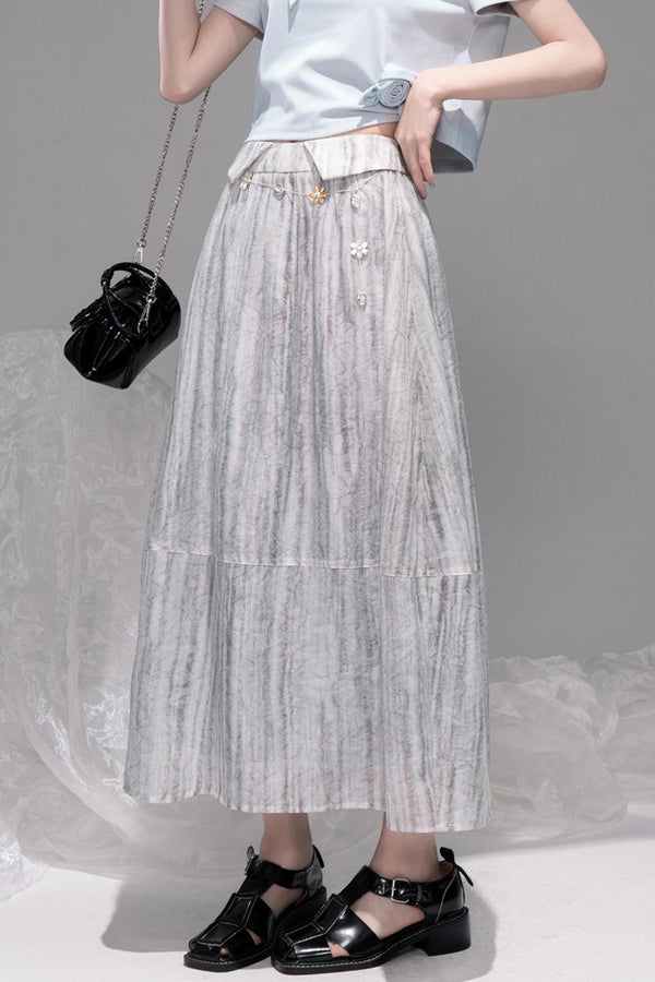 Smudge Art Sheer Print Skirt