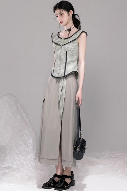 City Light Grey Slit Skirt