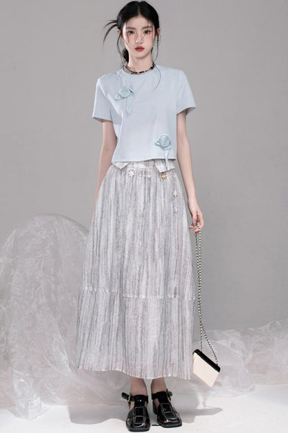 Smudge Art Sheer Print Skirt