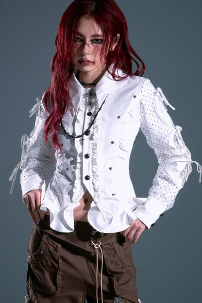 Retro Polka Dot Long Sleeve Shirt