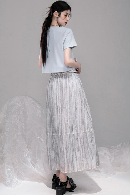 Smudge Art Sheer Print Skirt