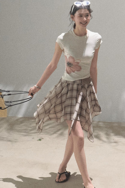 Love Ripple Plaid Skirt