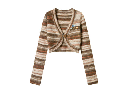 Gradient V-Neck Cardigan Dress Set-Up