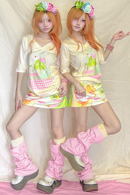 Candy Stripe Polka Drawstring Sock Cover