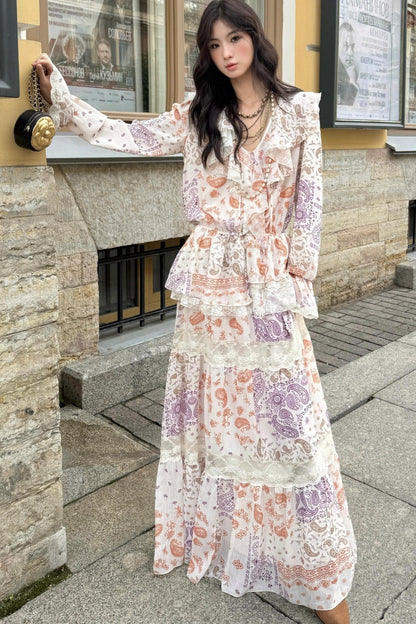 Cashew Flower Vintage Lace Dress Set-Up