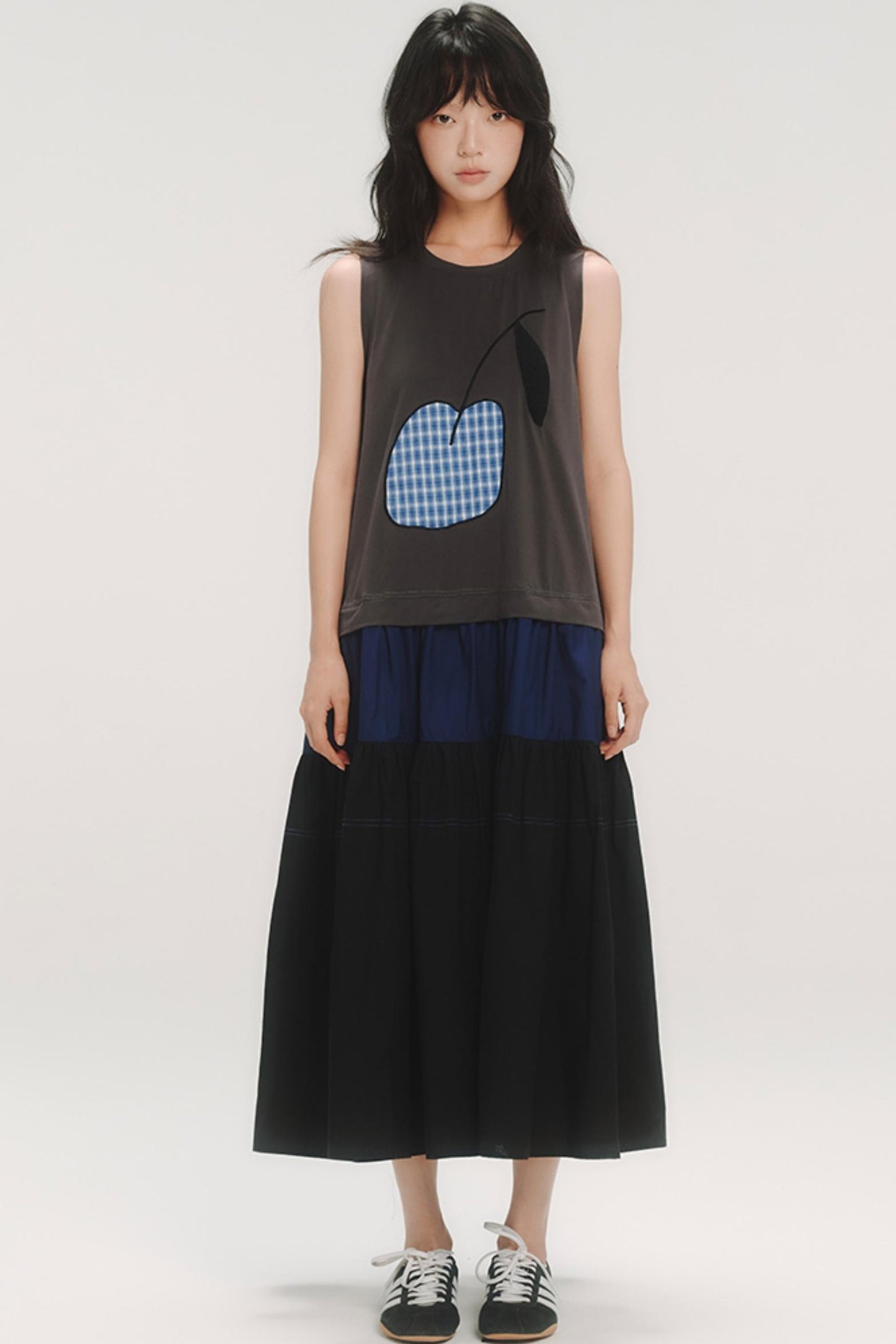 Cherry Applique Long Vest Dress