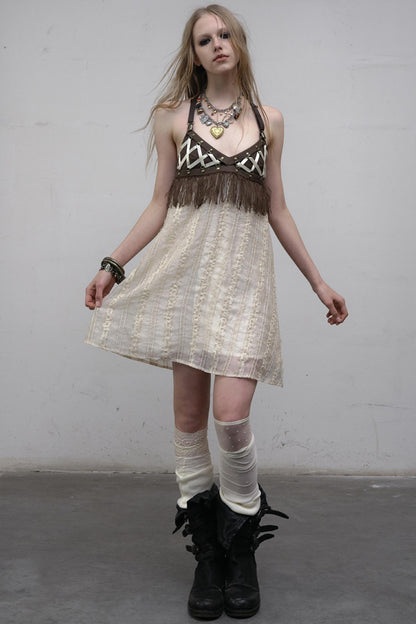 Luxury Halter Leather Dress