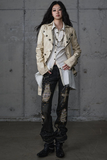 Distressed Straight Slim Jeans