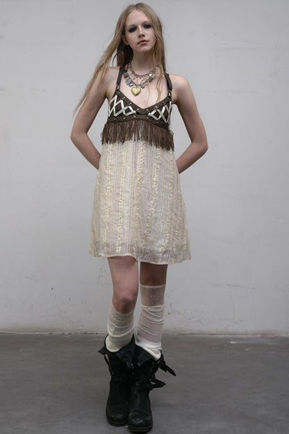 Luxury Halter Leather Dress