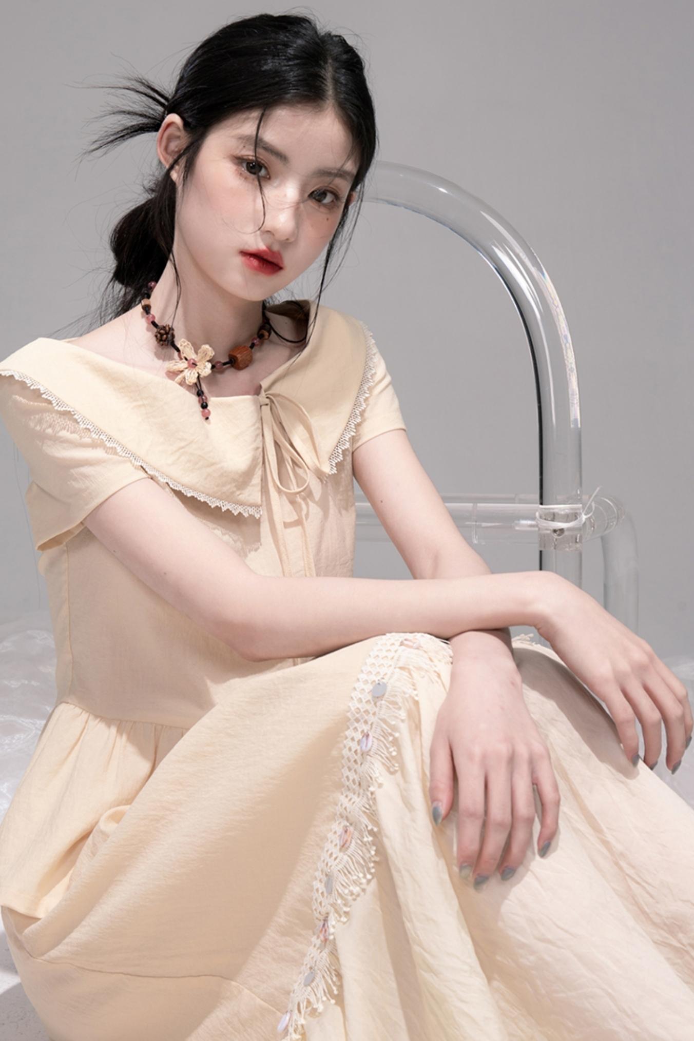 Soft Apricot Wave Skirt Set-Up