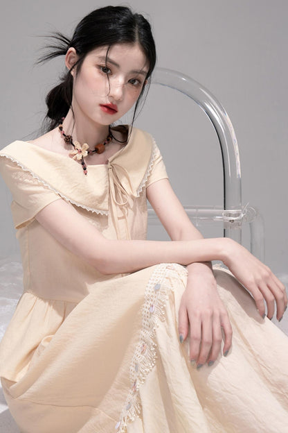 Soft Apricot Wave Skirt Set-Up