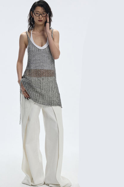 Design Two-Piece Zip-Up Wide-Leg Jeans