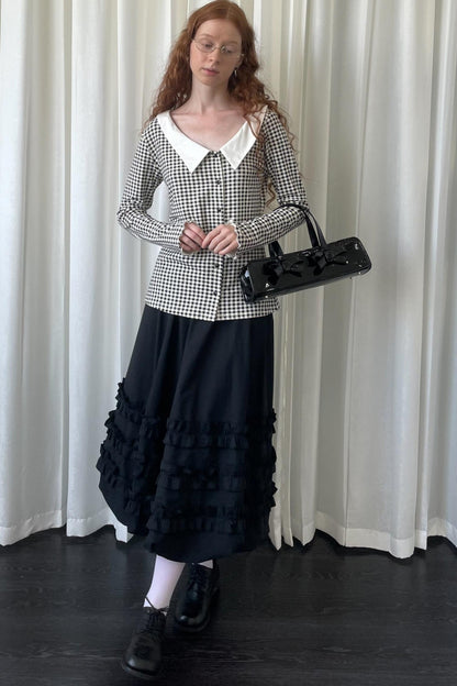 Pointed Neck Long Sleeve Shirt