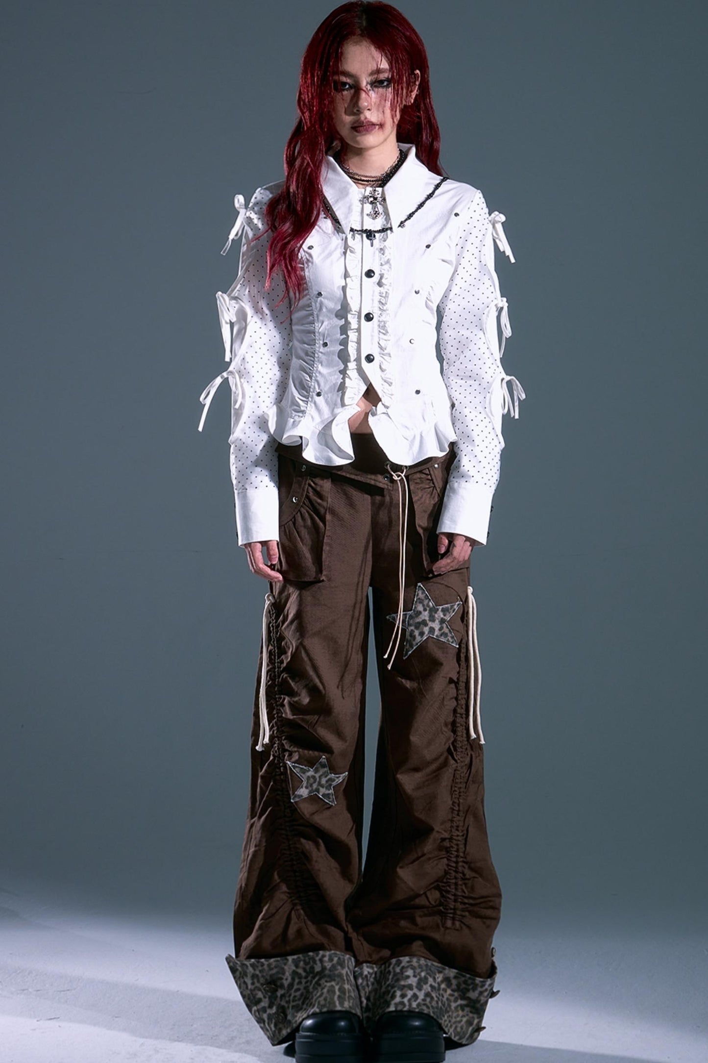 Retro Polka Dot Long Sleeve Shirt