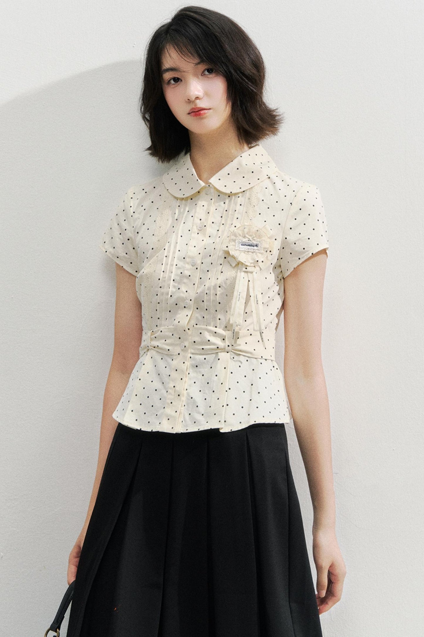 Polka Dot White Bow Girl Shirt