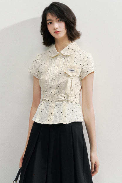 Polka Dot White Bow Girl Shirt