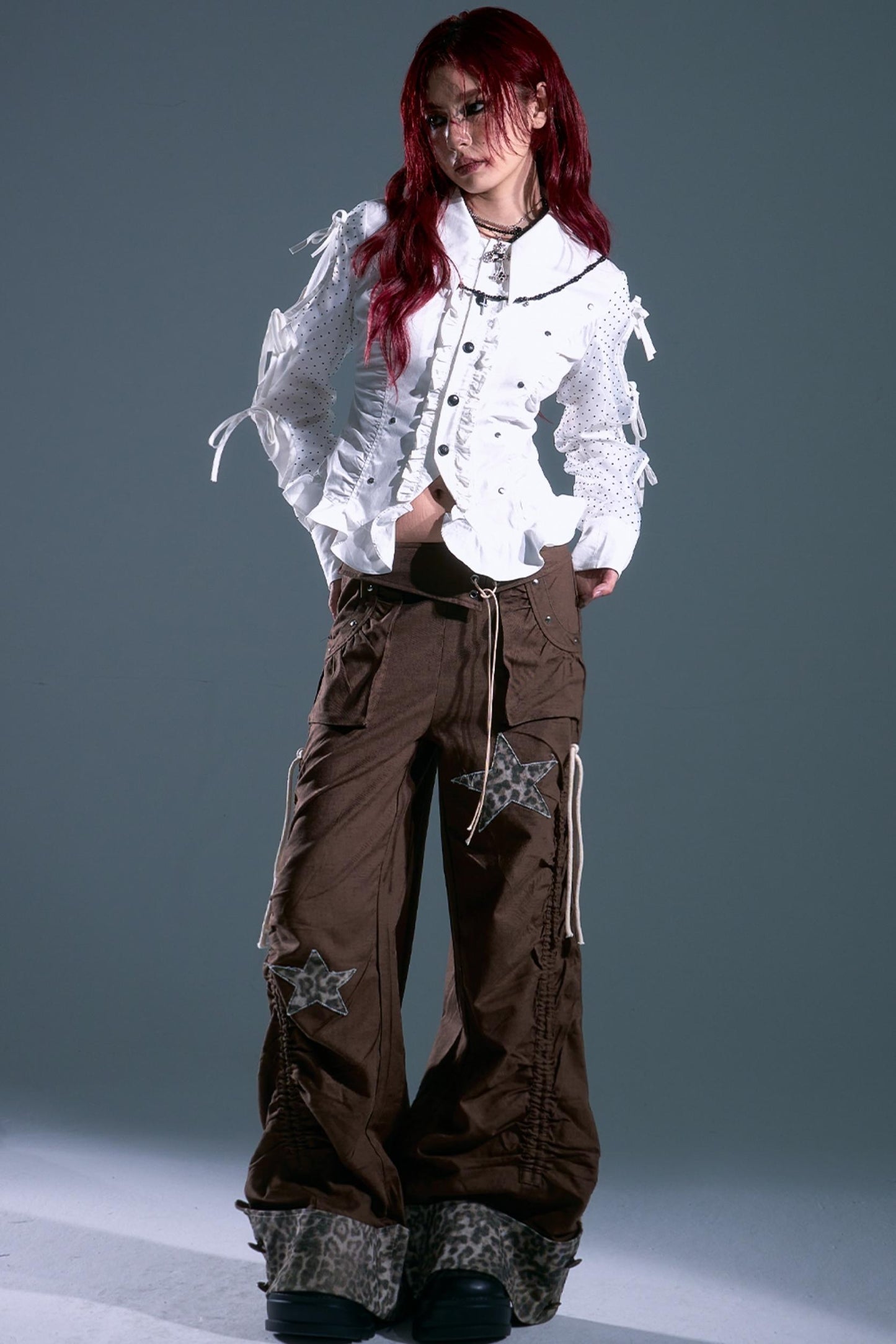 Retro Polka Dot Long Sleeve Shirt