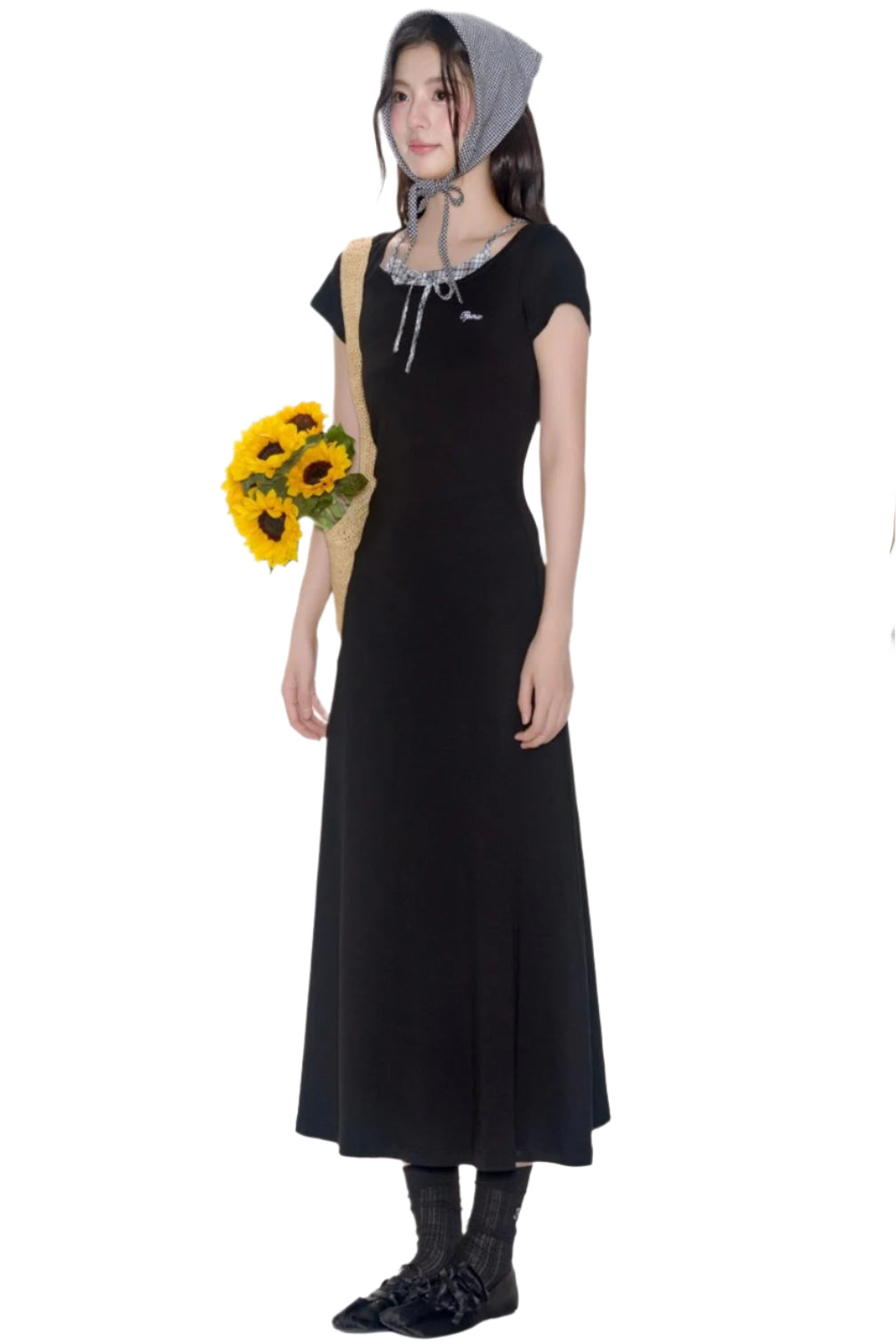 Schmal geschnittenes, einfarbiges, langes Kleid