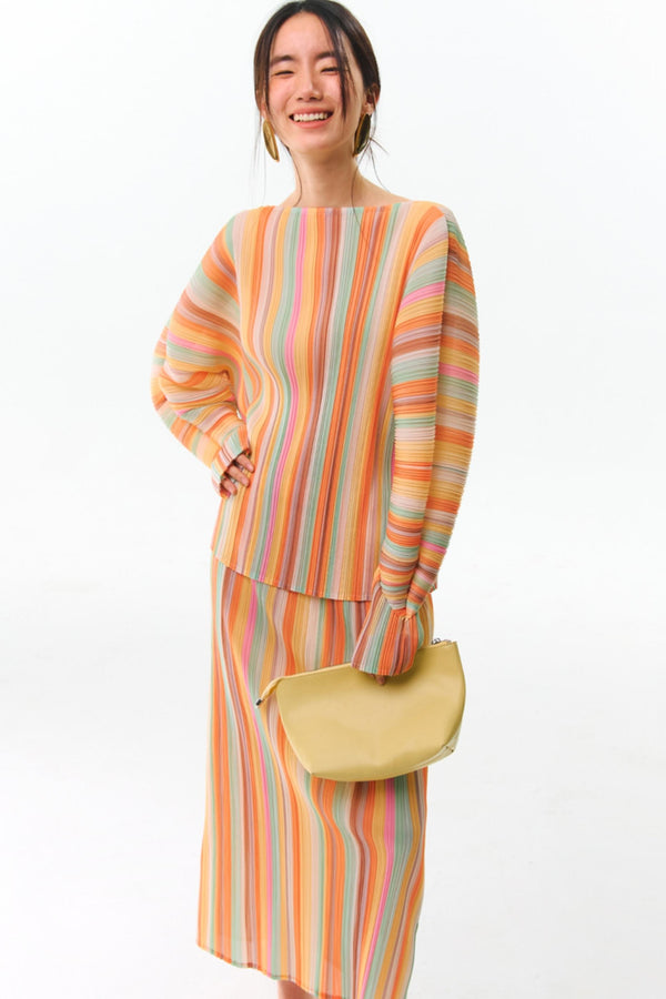 Orange Pleated Bustier Set-Up