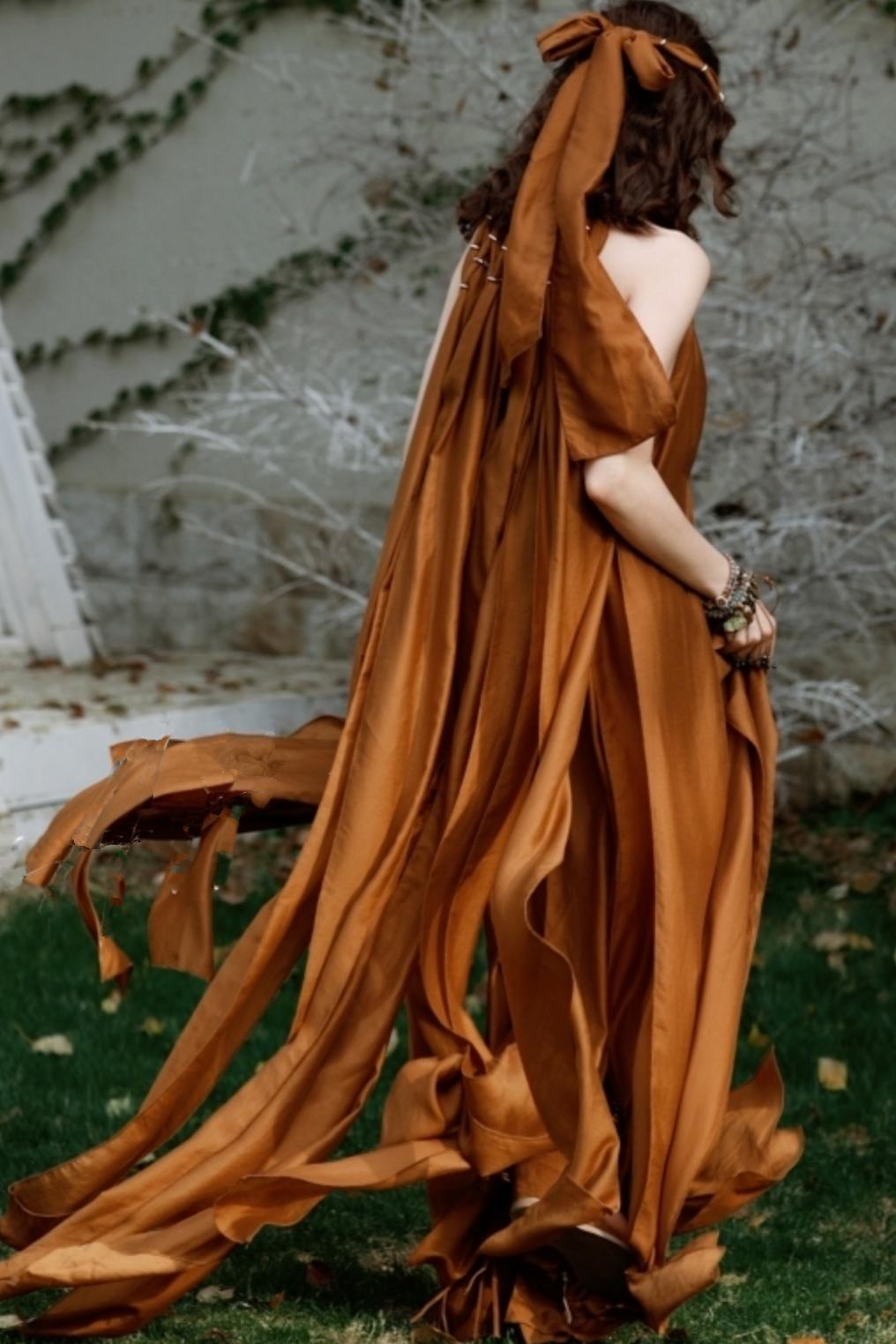 Wandering Caramel Halterneck Dress