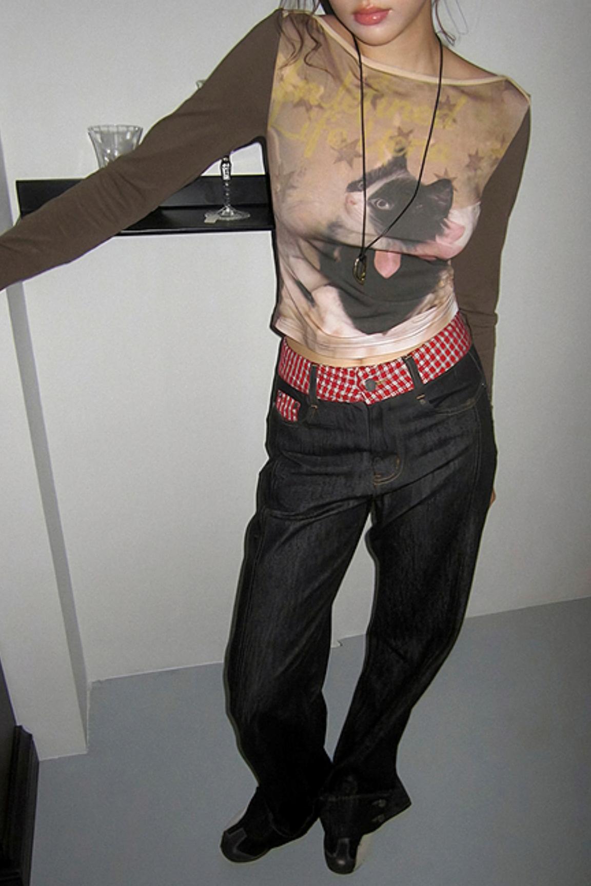 Embroidery Casual Loose Straight Jeans