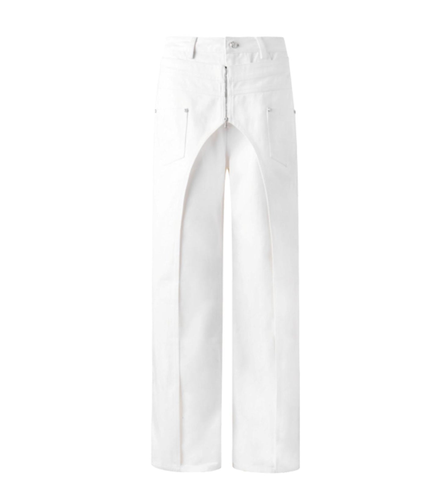 Design Two-Piece Zip-Up Wide-Leg Jeans