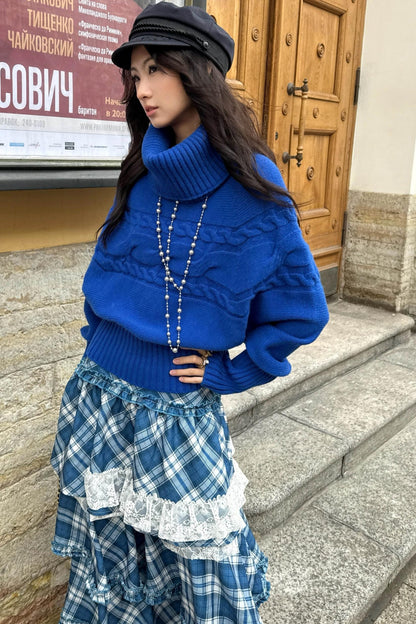 Vintage Blue Turtleneck Sweater