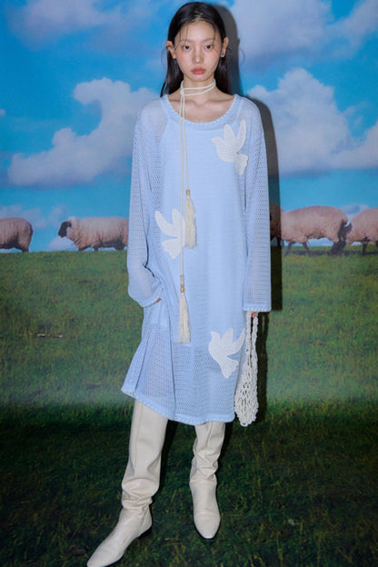 Sea Asuka Embroidered Knit Dress