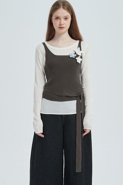 Autumn Floral Knitted Vest