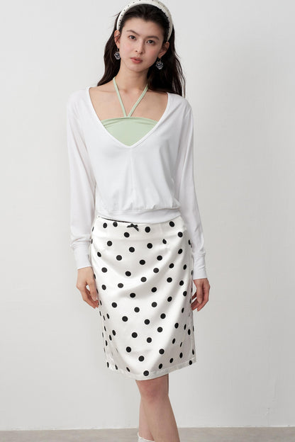 Layered Halterneck Long-Sleeved Tops