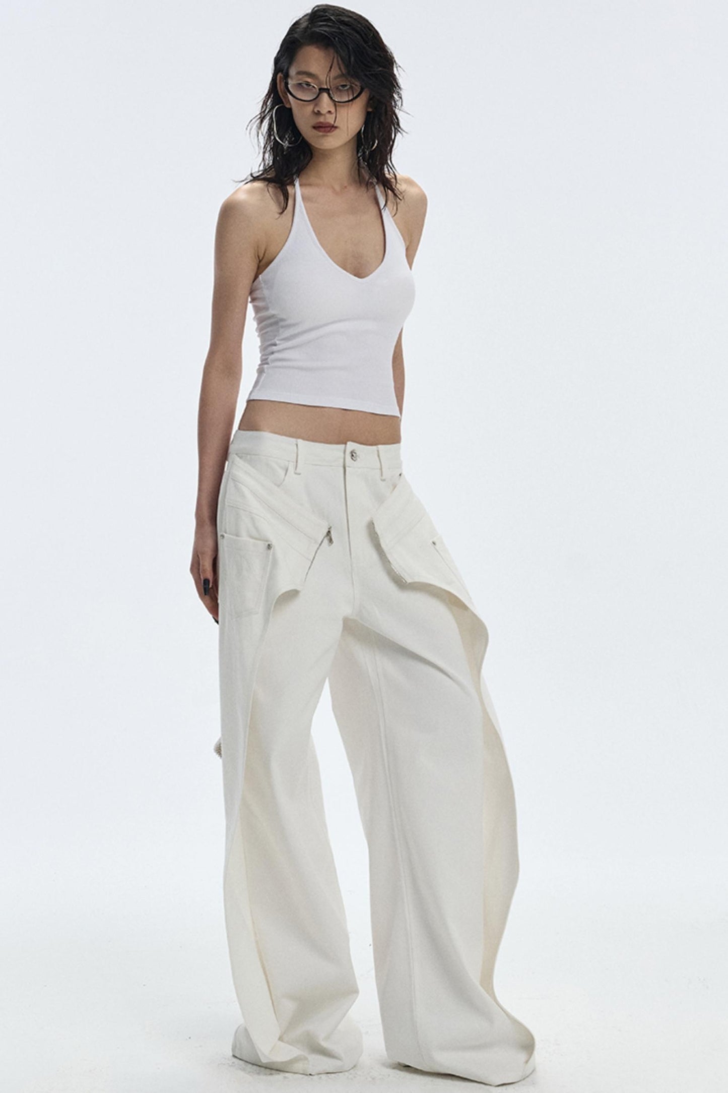 Design Two-Piece Zip-Up Wide-Leg Jeans