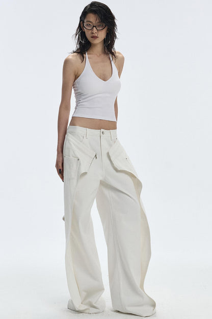 Design Two-Piece Zip-Up Wide-Leg Jeans