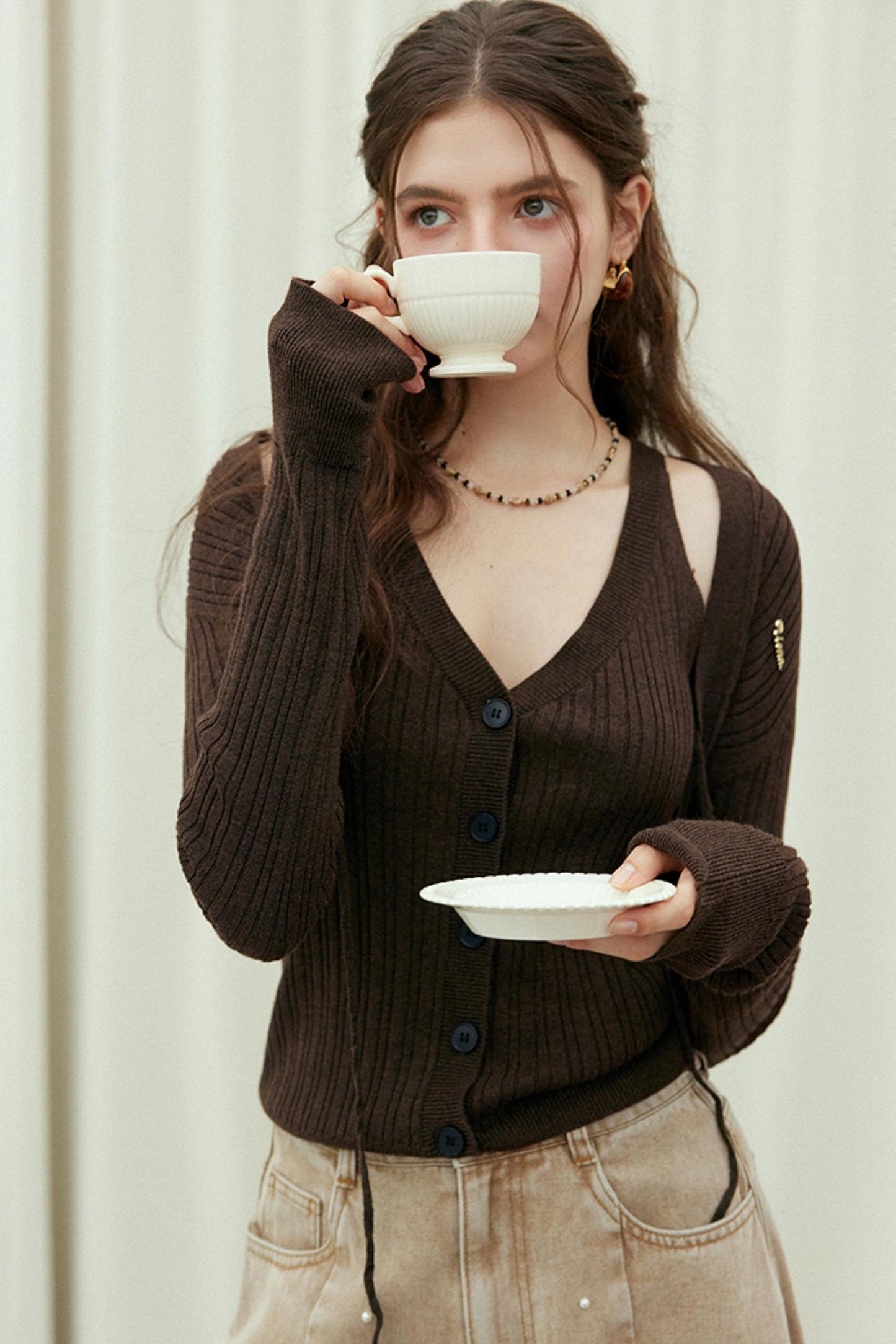 Wool Knit Cardigan Set-Up