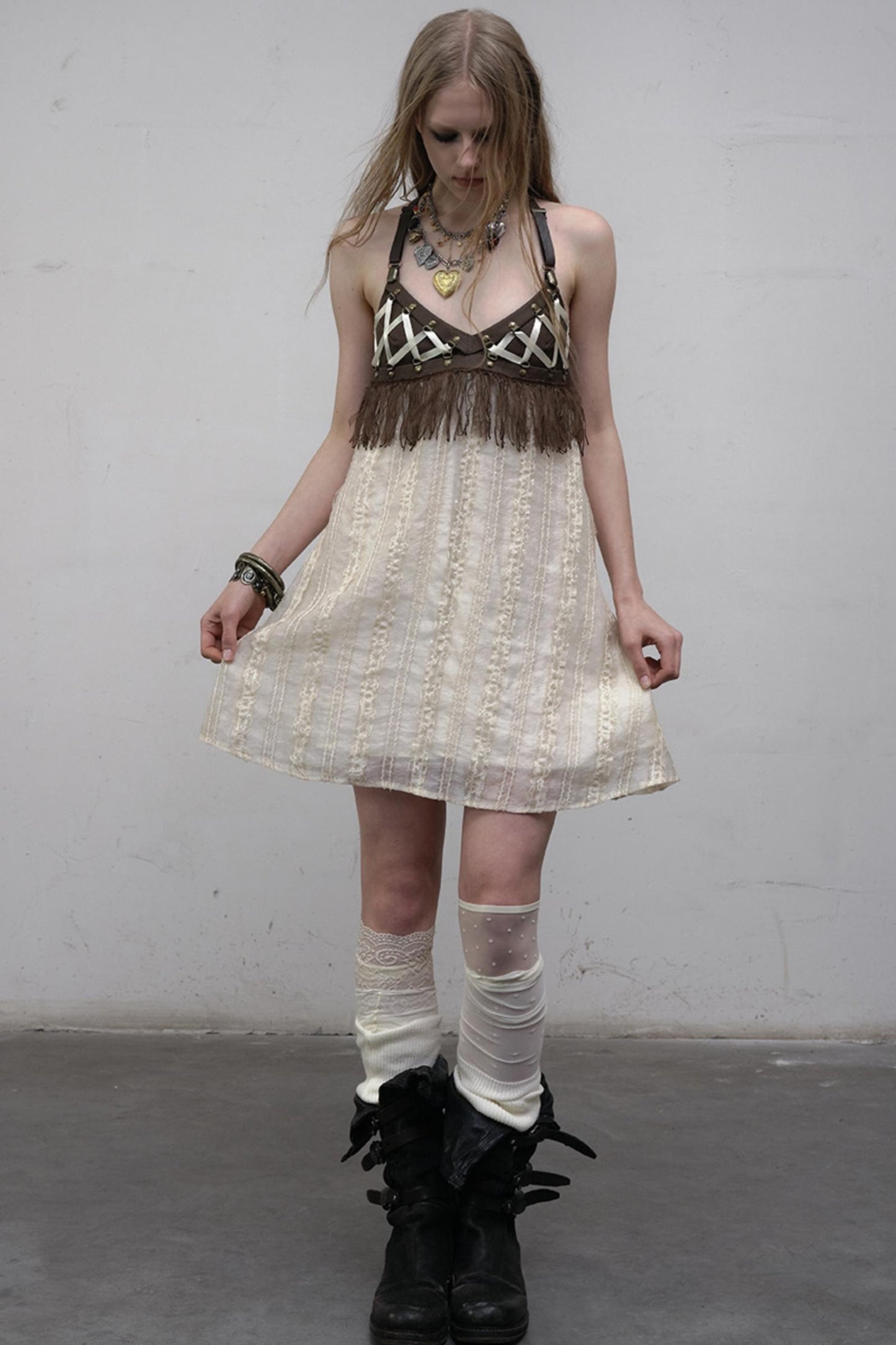 Luxury Halter Leather Dress