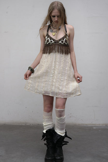 Luxury Halter Leather Dress