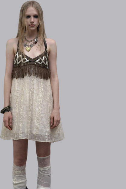 Luxury Halter Leather Dress