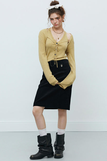 Wool Knit Cardigan Set-Up