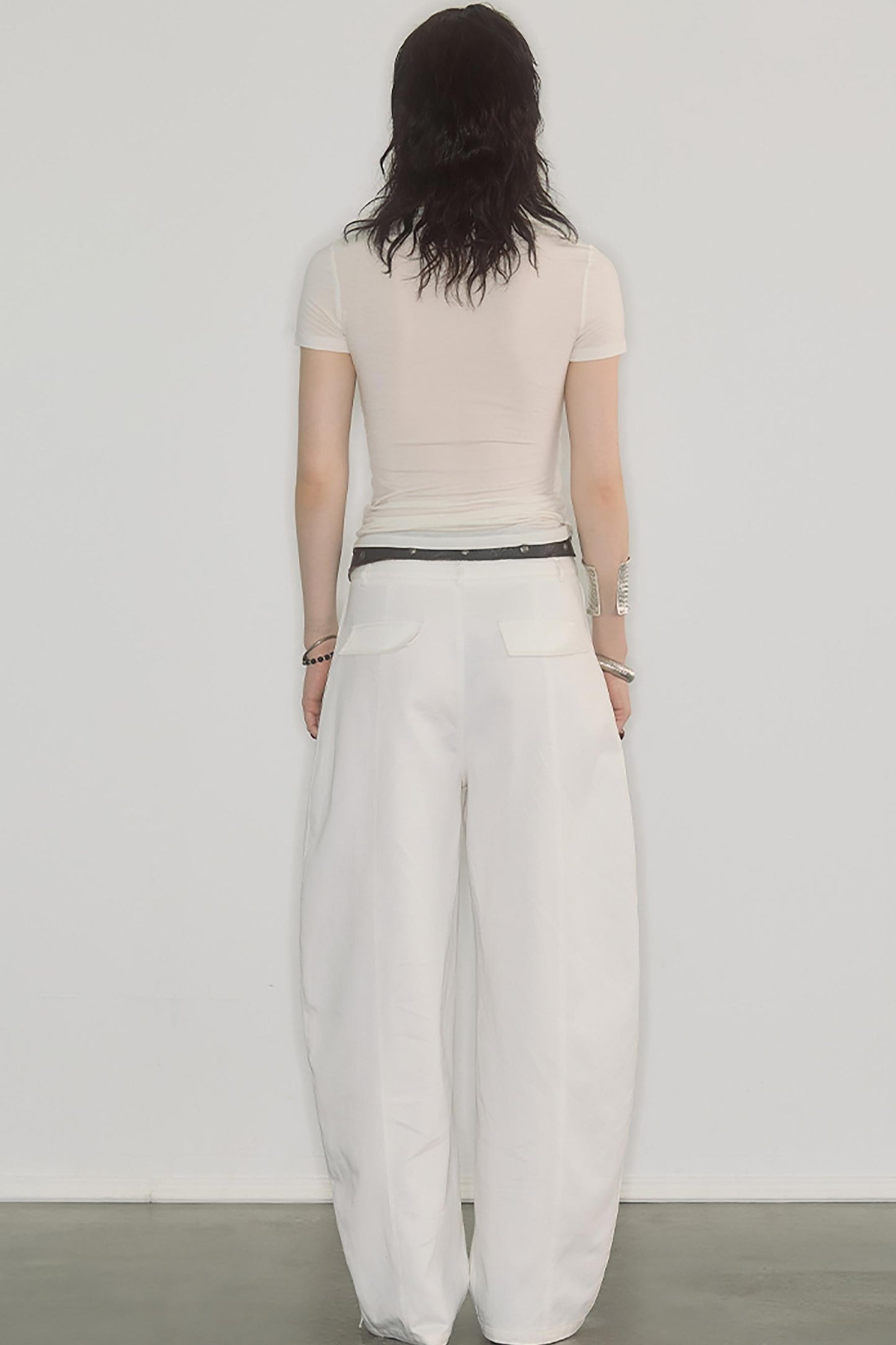 Irregularly Pleated Wool Stacked Top