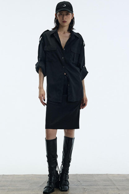 Vintage Black Lapel Shirt