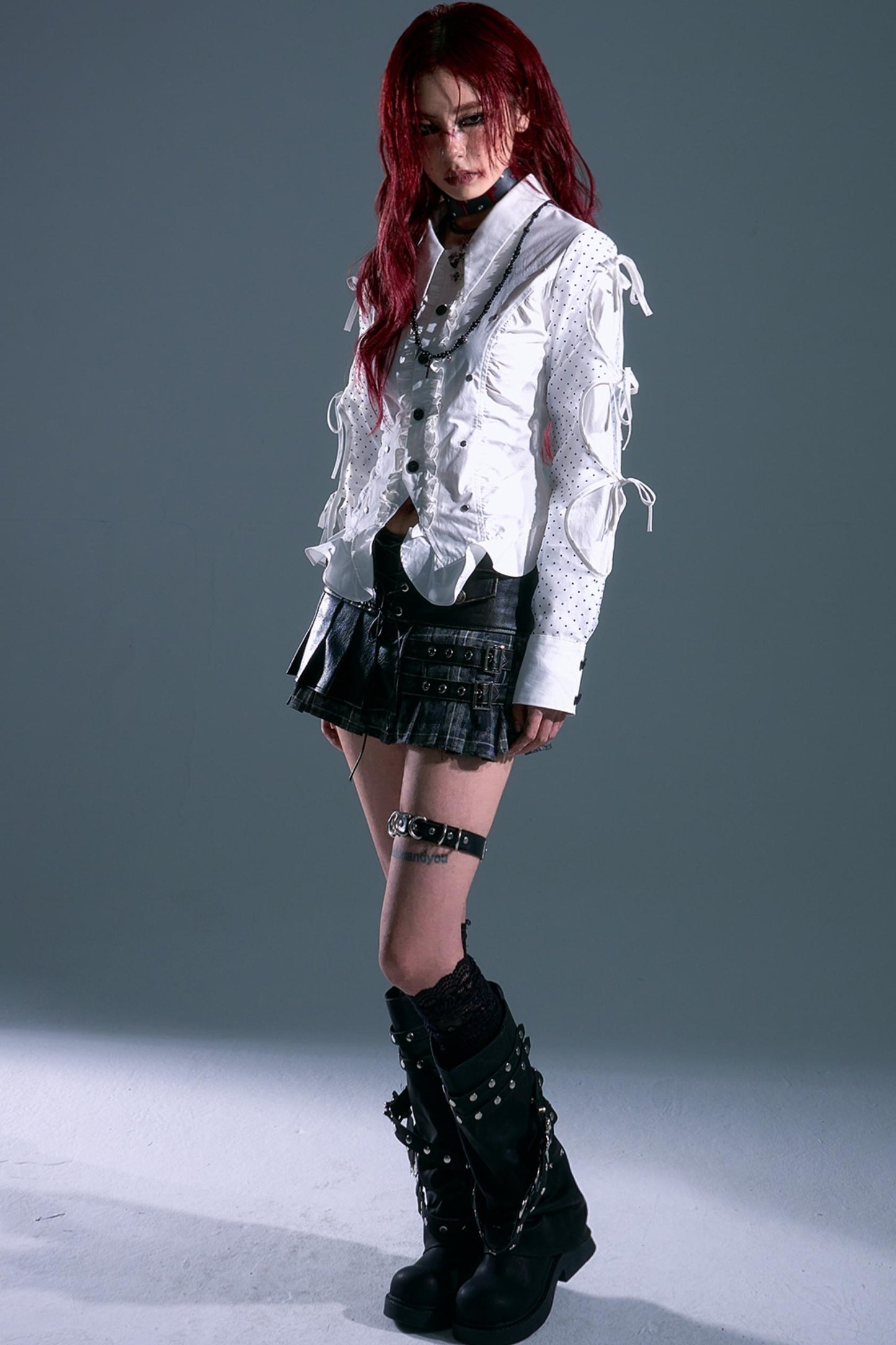 Retro Polka Dot Long Sleeve Shirt