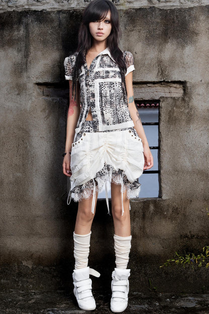 Millennium Chiffon Patch Cross Shirt