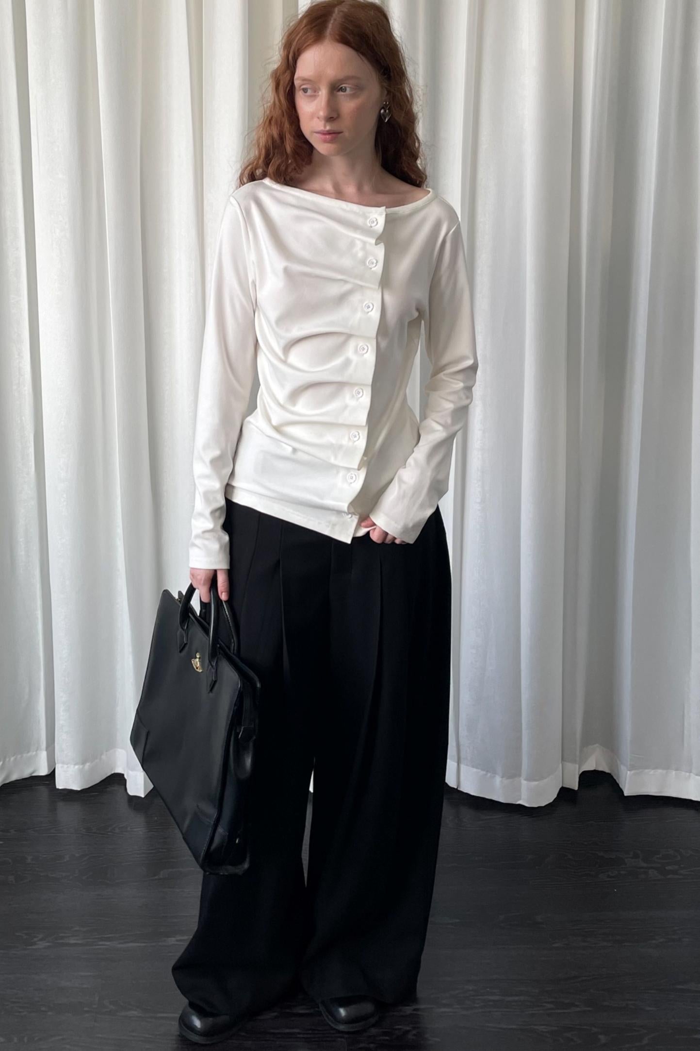 Pleated Long-Sleeved Shirt
