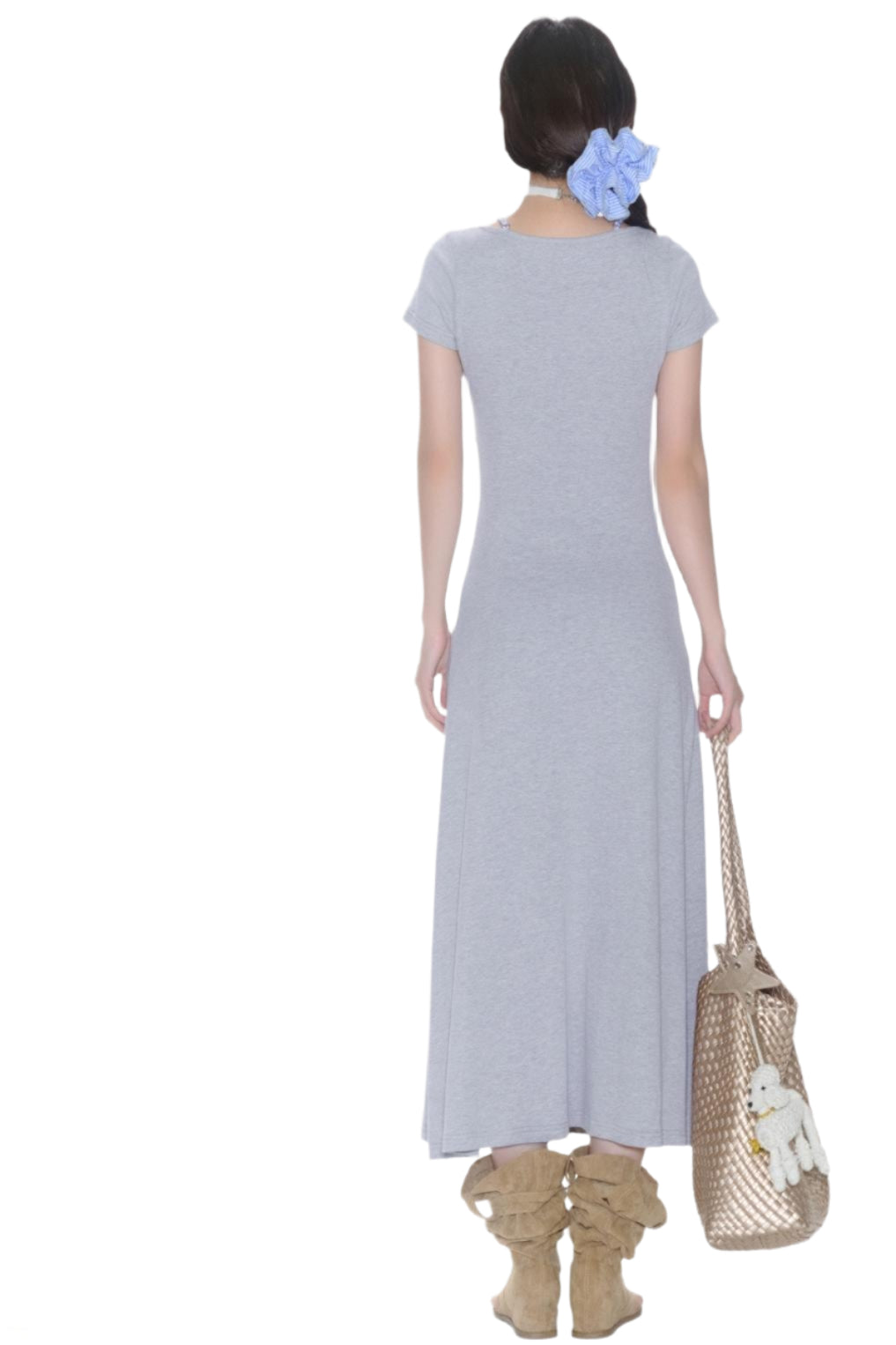 Schmal geschnittenes, einfarbiges, langes Kleid