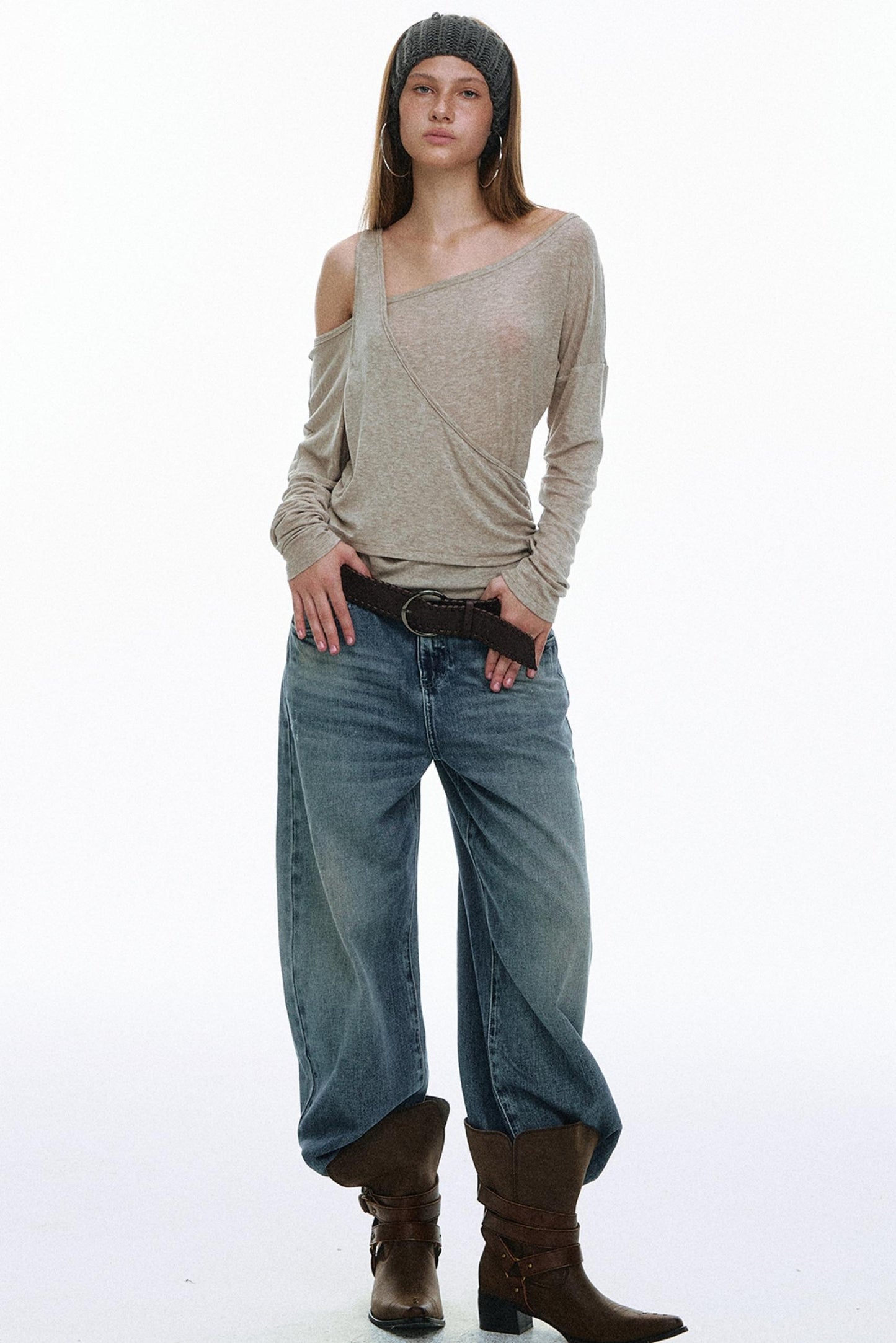 Hot Slanted Wool Knit Top