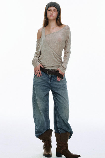 Hot Slanted Wool Knit Top