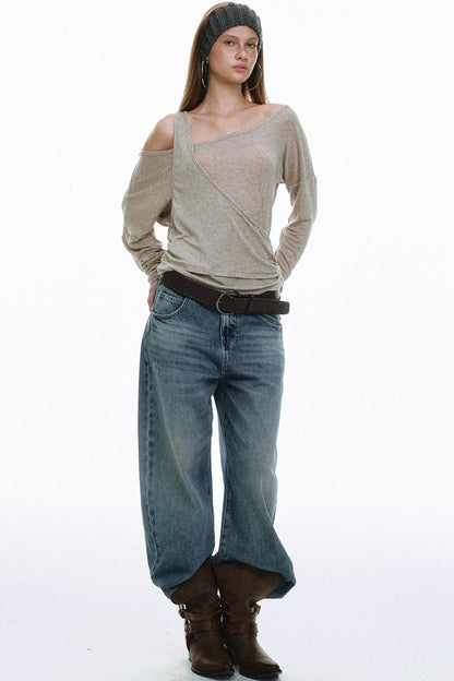 Hot Slanted Wool Knit Top