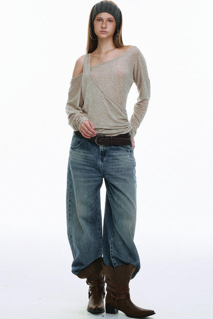 Hot Slanted Wool Knit Top