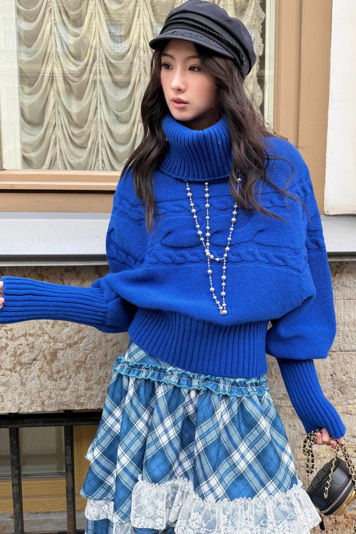Vintage Blue Turtleneck Sweater
